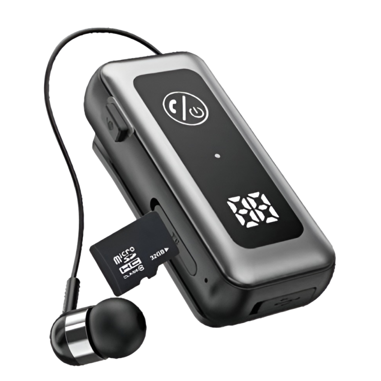 Bluetooth Ακουστικό Clip-On Με Οθόνη Και Υποδοχή TF Technovo TN-BT005