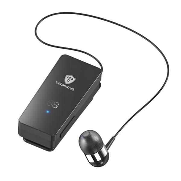 Bluetooth Ακουστικό Clip-On Με Οθόνη Και Υποδοχή TF Technovo TN-BT006