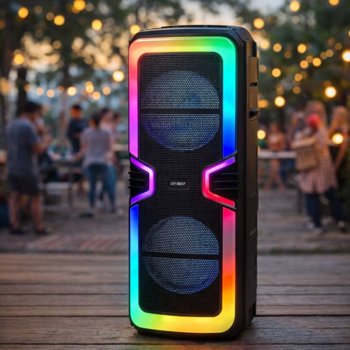Bluetooth Ηχείο Καραόκε 2x8" Με Ασύρματο Μικρόφωνο RGB Φωτισμό Και TWS Andowl Q-YX680 - Image 2