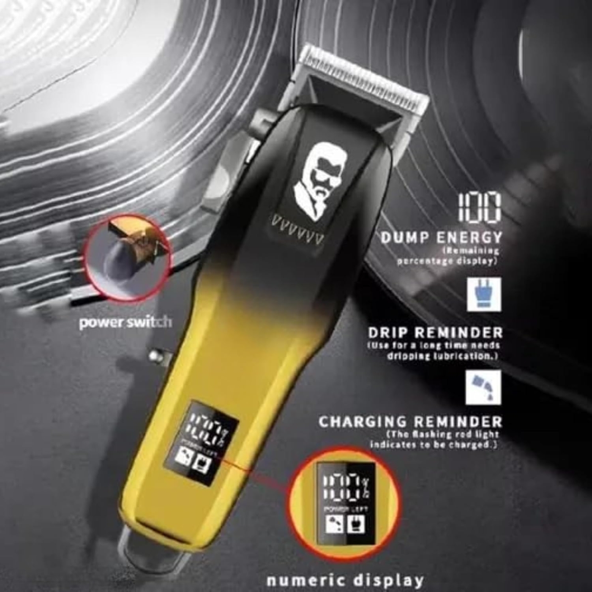 Επαναφορτιζόμενη Κουρευτική Μηχανή Με LED Οθόνη Kemei KM-709A - Image 5