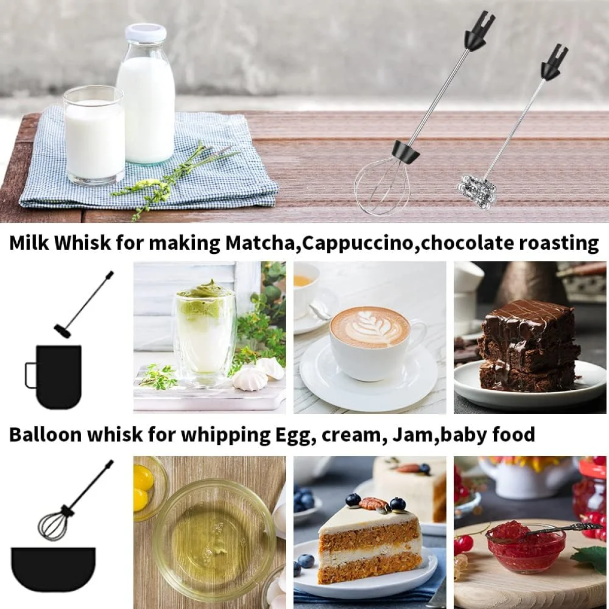 Επαναφορτιζόμενο Ηλεκτρικό Μίξερ Χειρός 3 Ταχυτήτων USB - Image 7