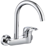 Επιτοίχια Αναμεικτική Μπαταρία Νεροχύτη Κουζίνας Με Περιστρεφόμενο Στόμιο 360° Χρωμέ BER-255201-A