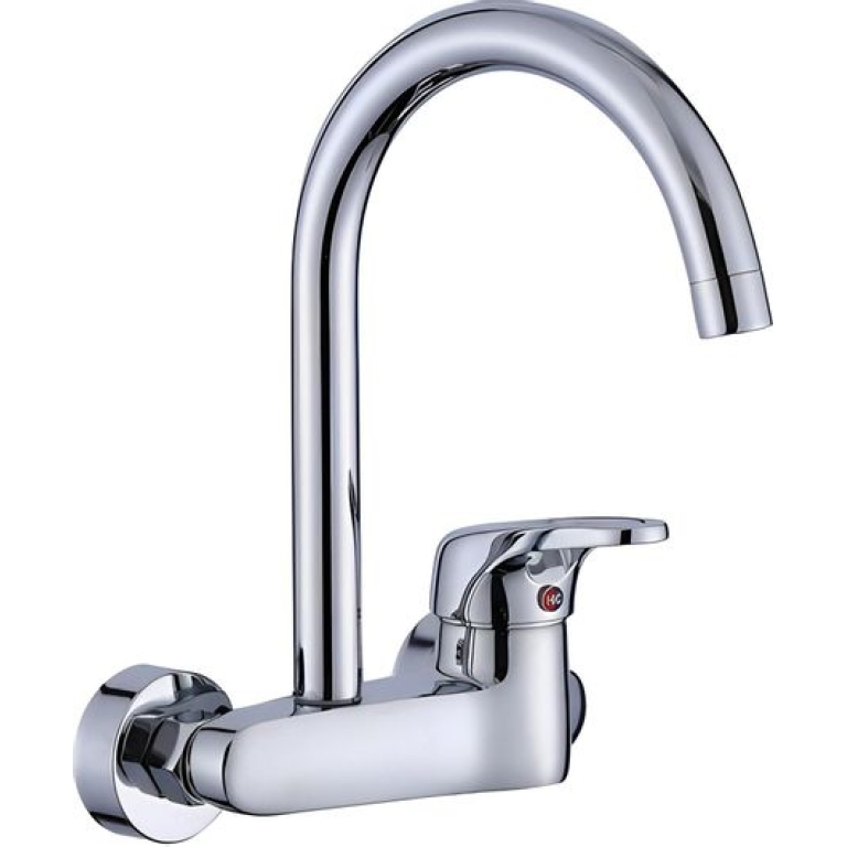 Επιτοίχια Αναμεικτική Μπαταρία Νεροχύτη Κουζίνας Με Περιστρεφόμενο Στόμιο Χρωμέ BER-255201-B