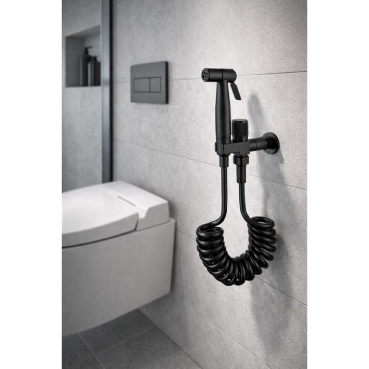 Επιτοίχιο Σετ Μπιντέ Με Σπιράλ Μαύρο BER-258205 - Image 2