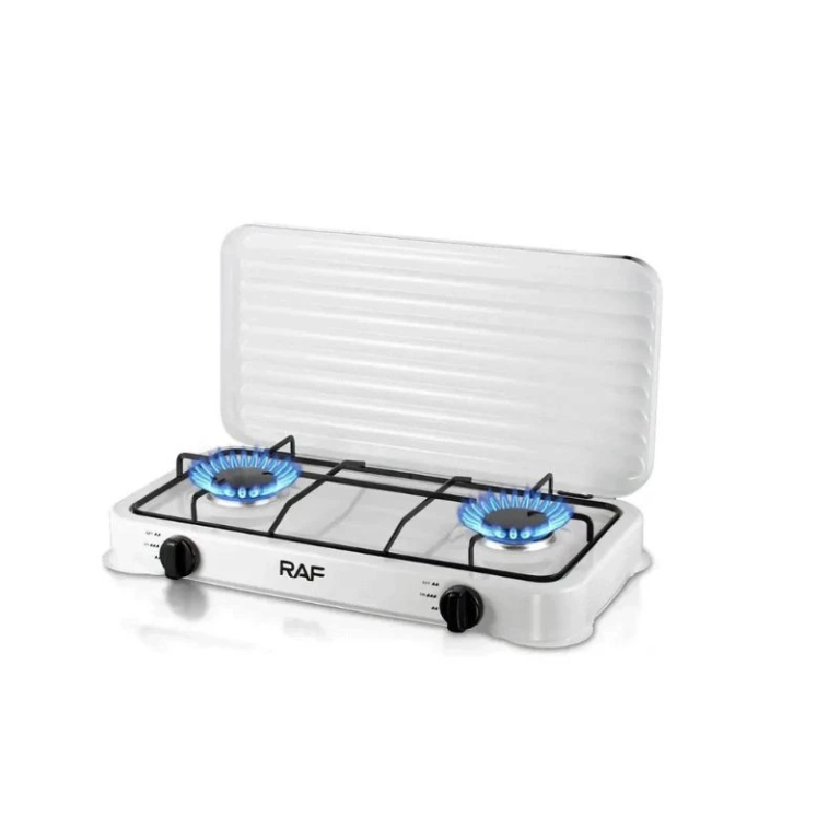 Επιτραπέζια Διπλή Εστία Υγραερίου Λευκή Raf R.8033