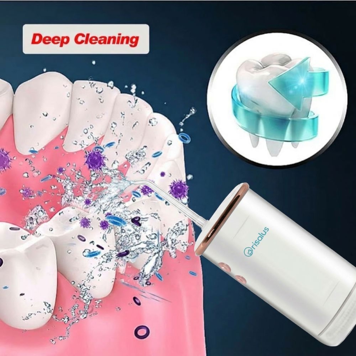 Φορητή Συσκευή Καθαρισμού Δοντιών με Πίεση Νερού, Αδιάβροχη IPX8 με 4 Λειτουργίες, Επαναφορτιζόμενη