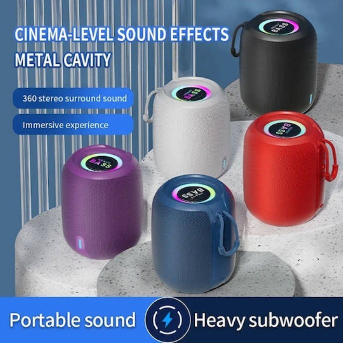 Φορητό Ηχείο Bluetooth Με LED Φωτισμό FM/TF & TWS BASS-03 - Image 2