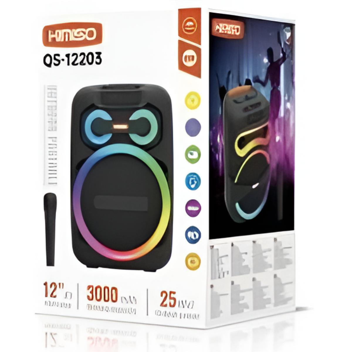 Φορητό Ηχείο Καραόκε 12'' Bluetooth 25W Με RGB Και Μικρόφωνο Kimiso QS-12203 - Image 2