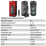 Φορητό Ηχείο Καραόκε 2x4" Με Μικρόφωνο & RGB Φωτισμό ZQS-4239W - Image 4