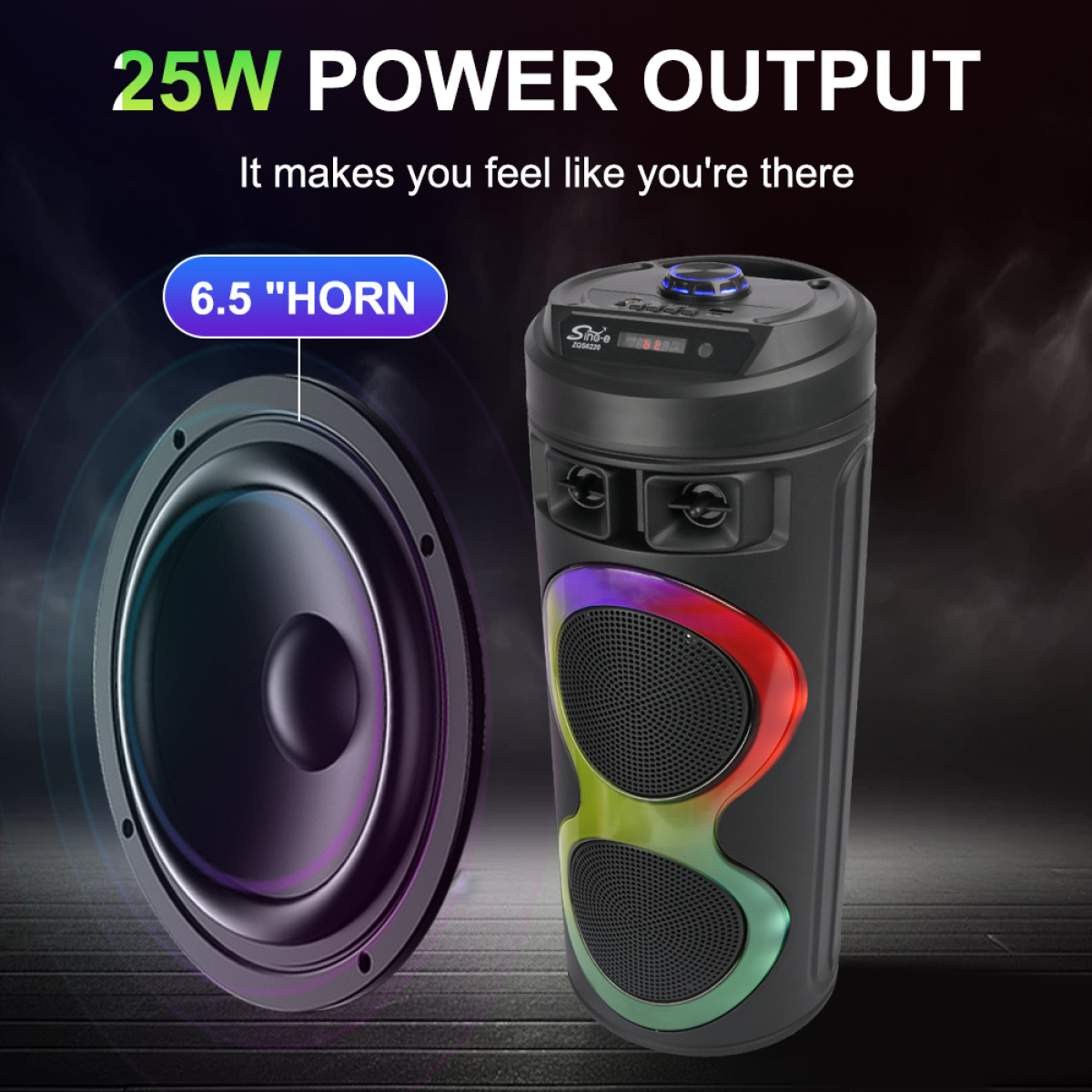 Φορητό Ηχείο Καραόκε 6.5" Bluetooth Με Μικρόφωνο & RGB Φωτισμό ZQS-6220 - Image 3