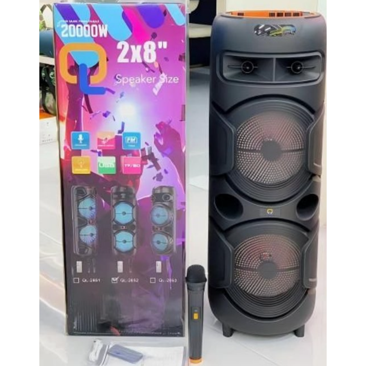 Φορητό Ηχείο Καραόκε 8" Bluetooth Με Ασύρματο Μικρόφωνο & RGB Φωτισμό QL-2852 - Image 5