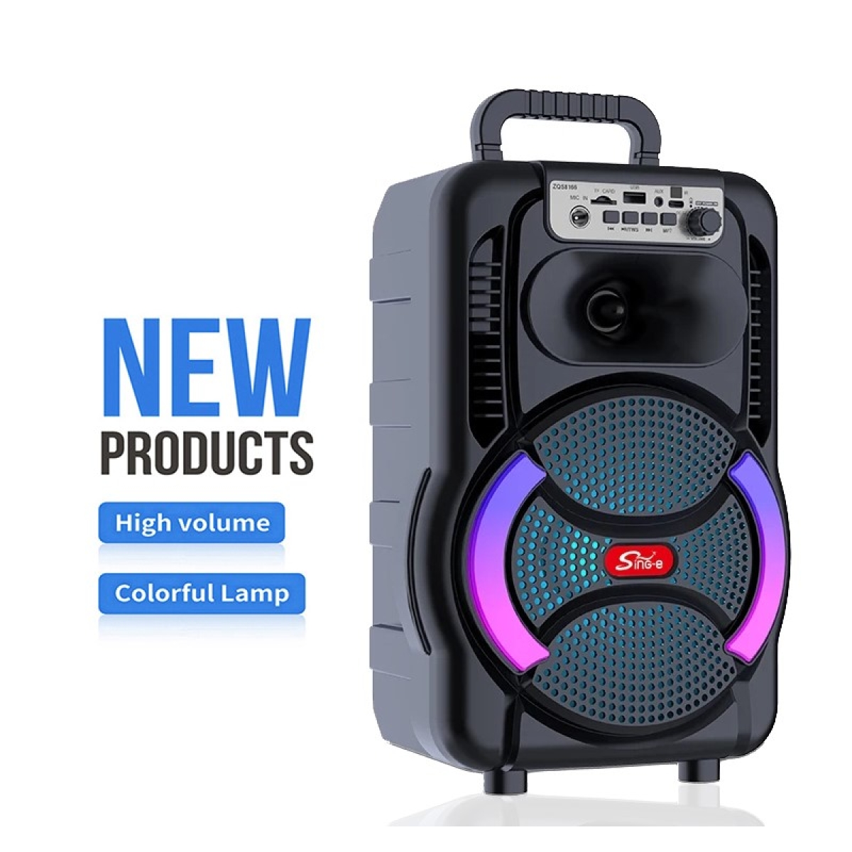 Φορητό Ηχείο Καραόκε 8" Bluetooth Με Μικρόφωνο & RGB Φωτισμό ZQS-8166W - Image 2
