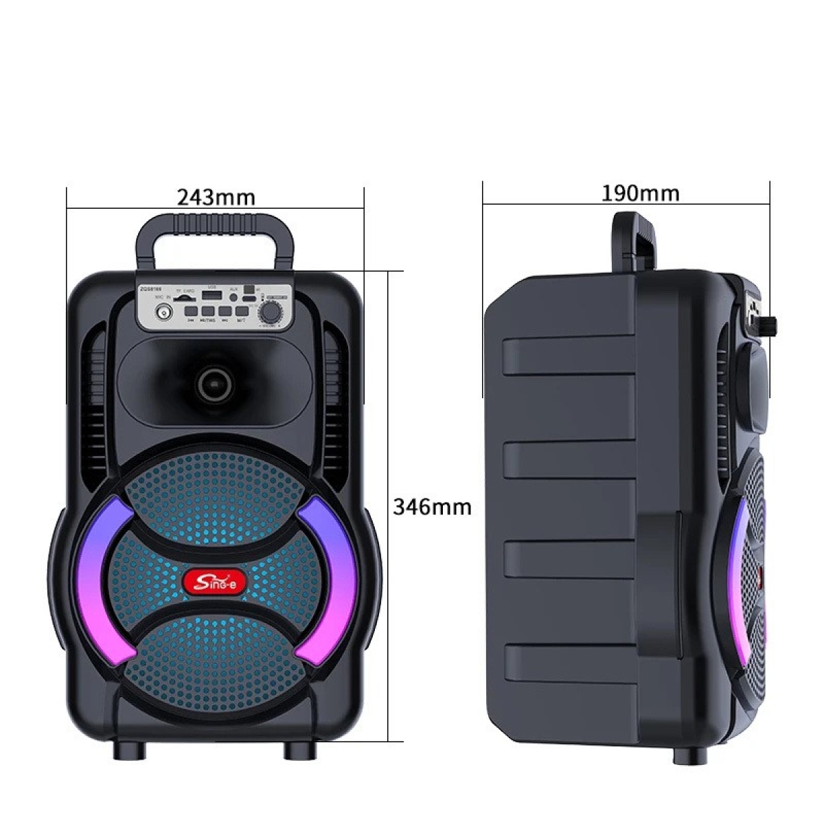 Φορητό Ηχείο Καραόκε 8" Bluetooth Με Μικρόφωνο & RGB Φωτισμό ZQS-8166W - Image 3