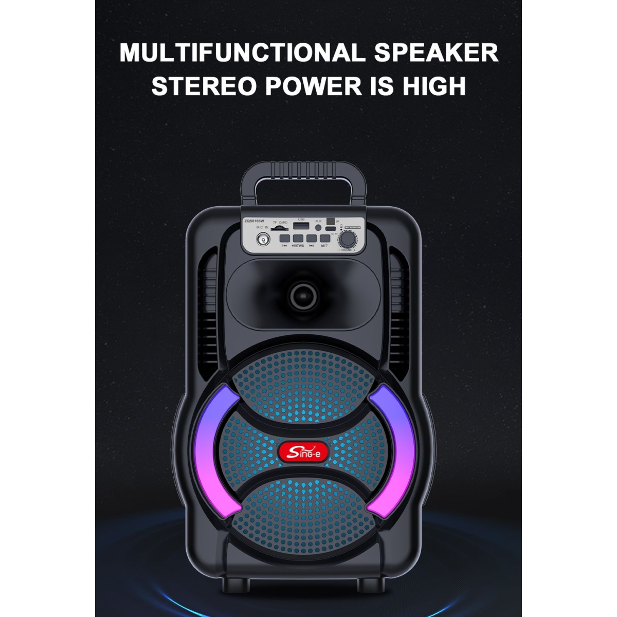 Φορητό Ηχείο Καραόκε 8" Bluetooth Με Μικρόφωνο & RGB Φωτισμό ZQS-8166W - Image 5