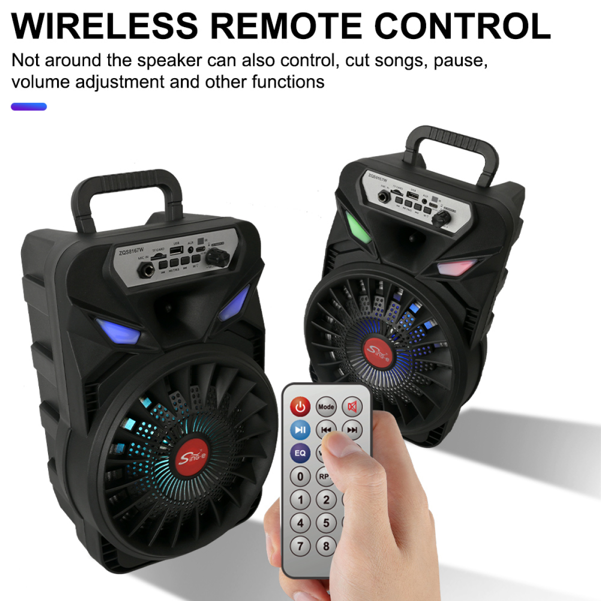 Φορητό Ηχείο Καραόκε 8" Bluetooth Με Μικρόφωνο & RGB Φωτισμό ZQS-8167W - Image 4
