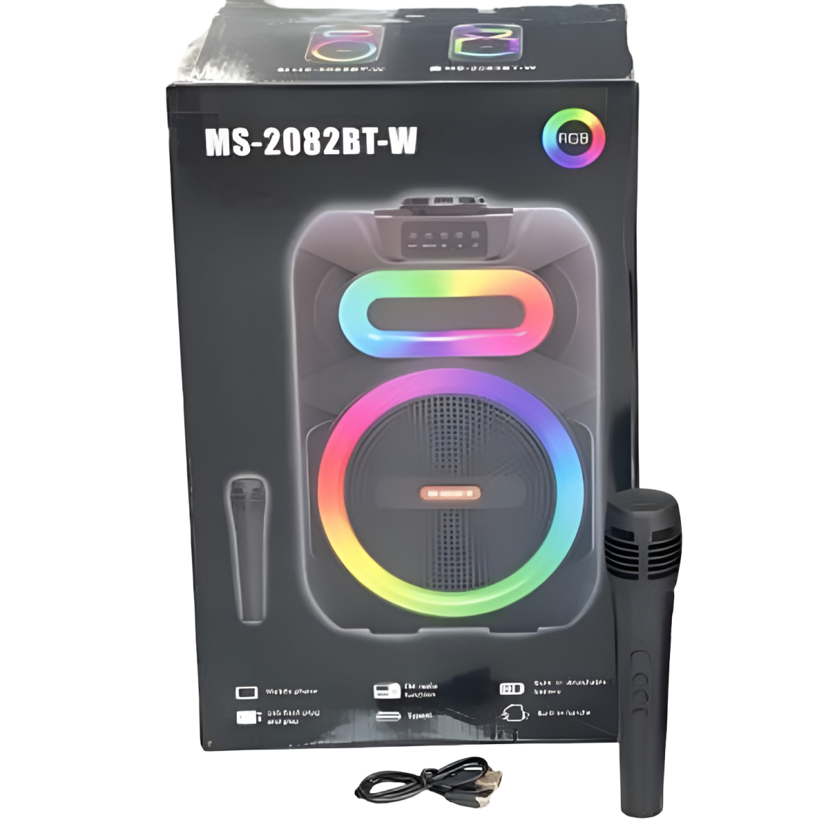 Φορητό Ηχείο Καραόκε Τρόλεϊ 8" Με RGB Φωτισμό Και Μικρόφωνο MS-2082BT-W