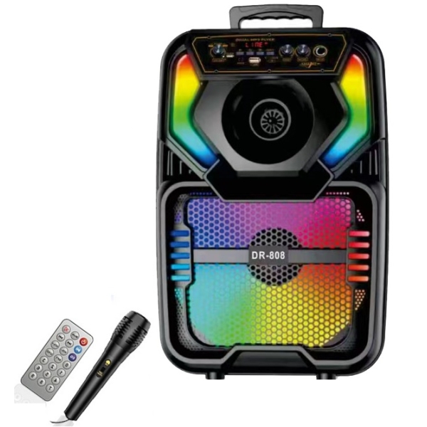 Φορητό Ηχείο Τρόλεϊ Καραόκε 8" Με Μικρόφωνο & RGB Φωτισμό DR-808
