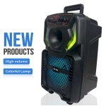 Φορητό Ηχείο Τρόλεϊ Καραόκε 8" Με Μικρόφωνο & RGB Φωτισμό DR-808 - Image 3