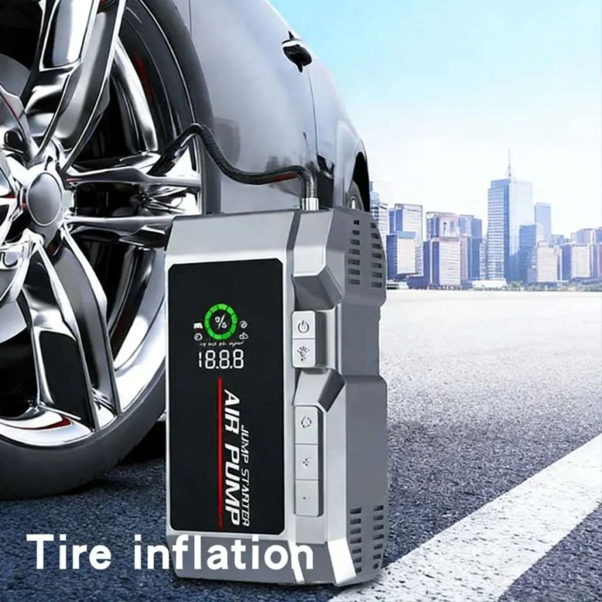 Φορητός Εκκινητής Μπαταρίας 4 Σε 1 12V Με Αεροσυμπιεστή Και Οθόνη Jump Starter Air Pump - Image 5