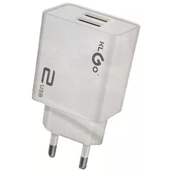 Φορτιστής 2 Θυρών USB-A 5V/2.4A Λευκός Klgo KC-100