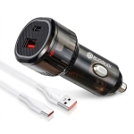 Φορτιστής Αυτοκινήτου 52.5W QC4.0 PD Με USB Και Type-C Budi-056