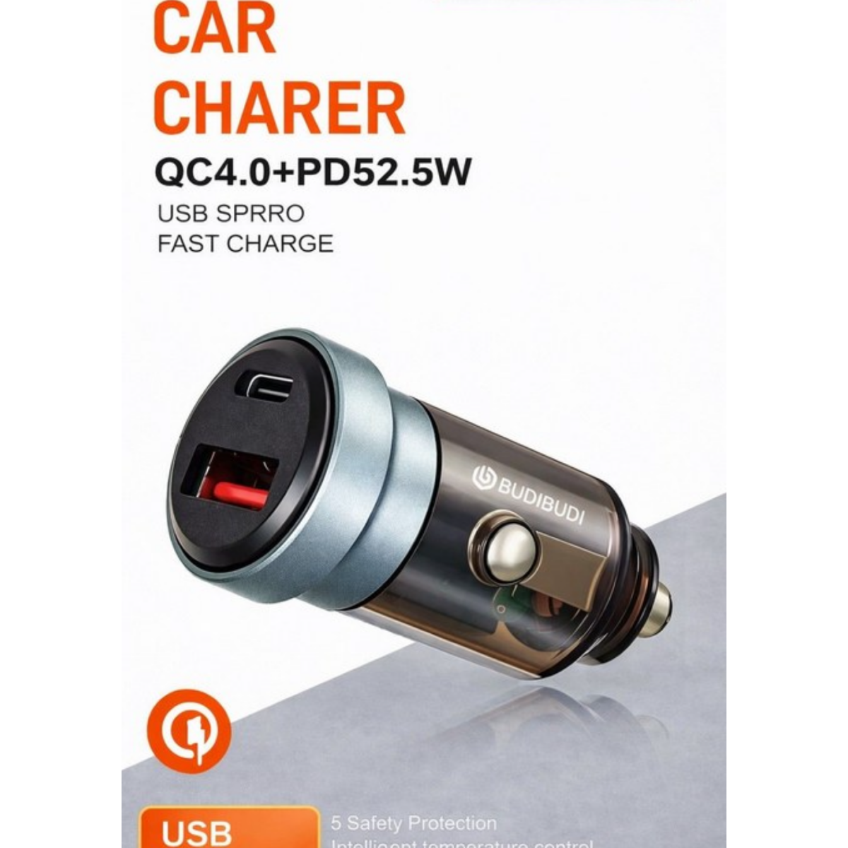 Φορτιστής Αυτοκινήτου 52.5W QC4.0 PD Με USB Και Type-C Budi-058