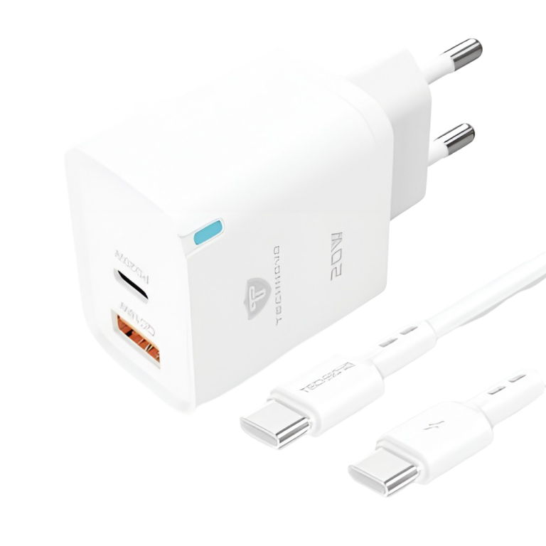 Φορτιστής Γρήγορης Φόρτισης 20W Με USB + Type-C & Καλώδιο Type-C Σε Type-C 1m Technovo TN-F051