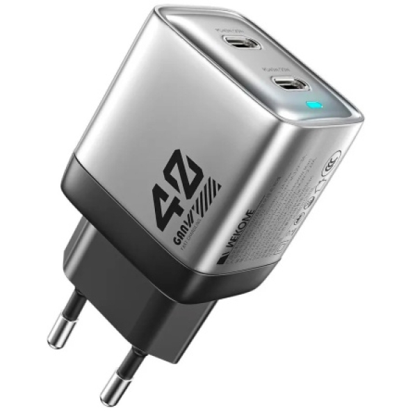 Φορτιστής Γρήγορης Φόρτισης 40W Διπλής Θύρας USB-C GaN Wekome WP-U02