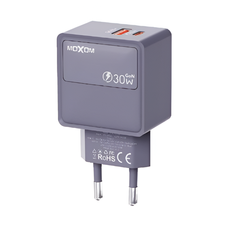 Φορτιστής Ταχείας Φόρτισης GaN 30W USB-A & USB-C Moxom MX-HC287