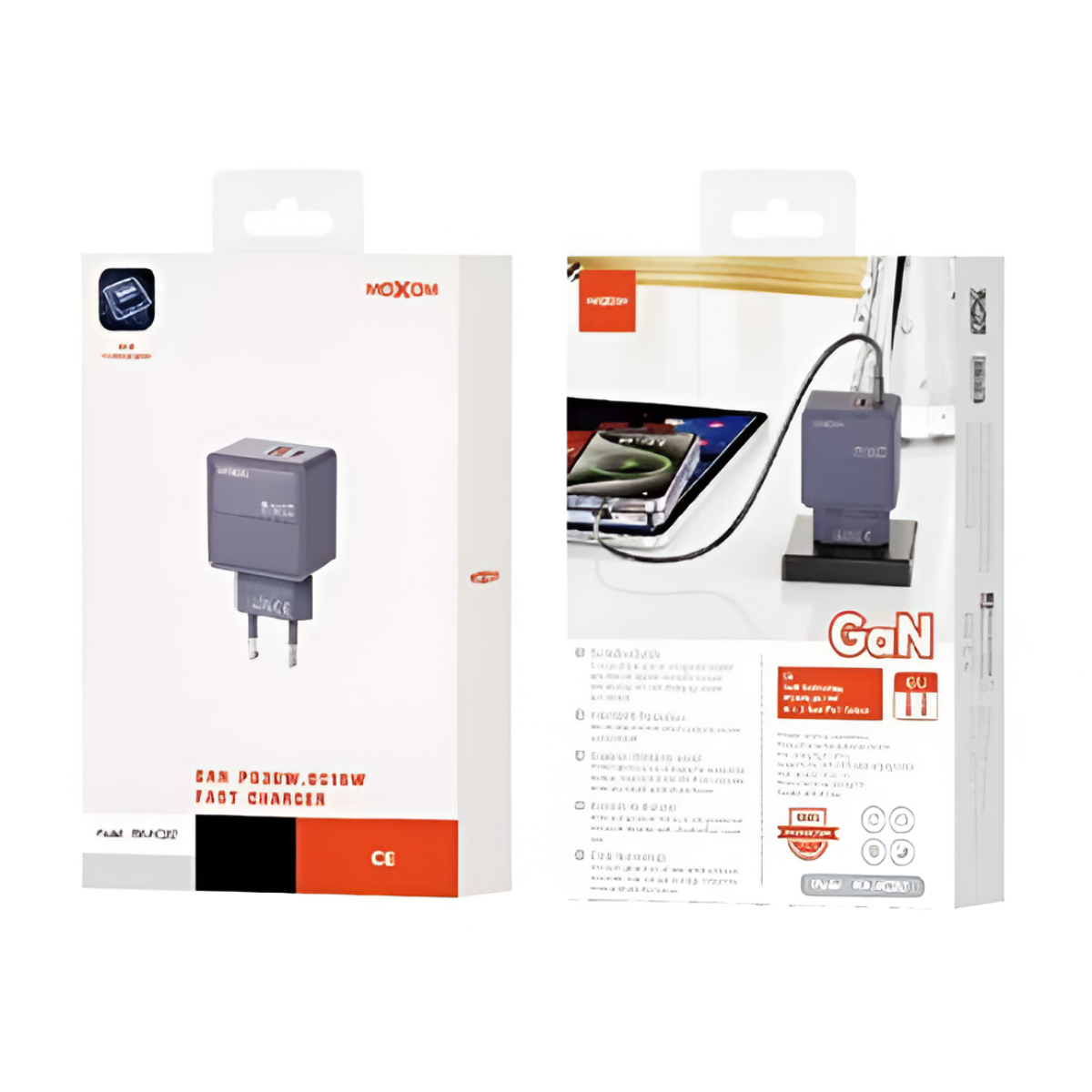 Φορτιστής Ταχείας Φόρτισης GaN 30W USB-A & USB-C Moxom MX-HC287
