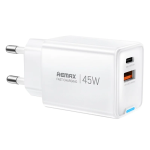 Φορτιστής Ταχείας Φόρτισης GaN 45W USB-C & USB-A Λευκό Remax CA05