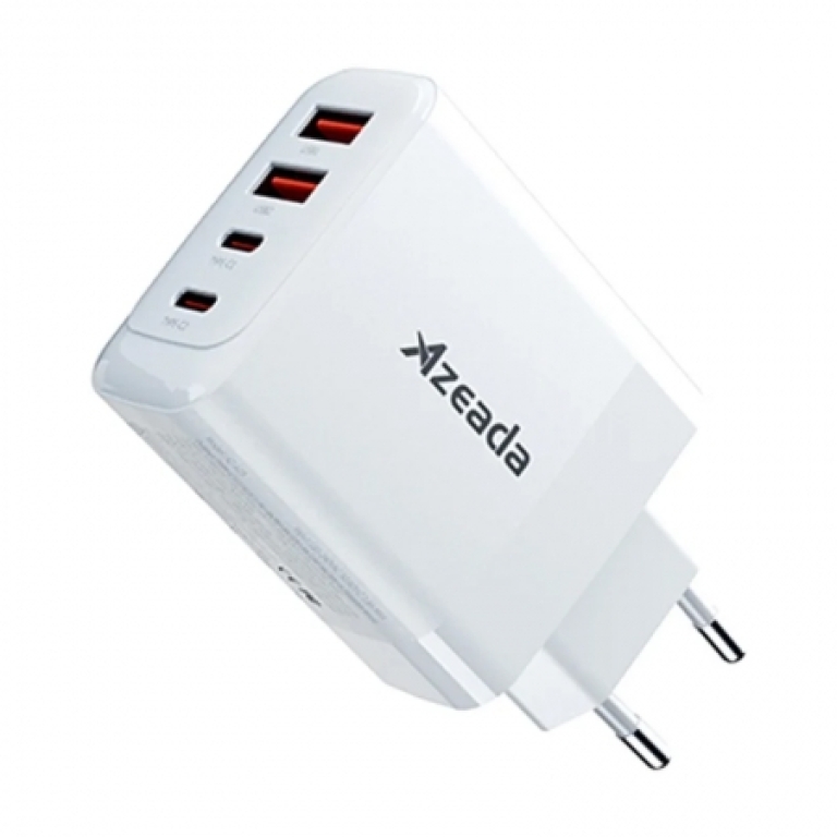 Φορτιστής Ταχείας Φόρτισης GaN 65W 4 Θυρών USB-C & USB-A Λευκό Azeada AZ-A19