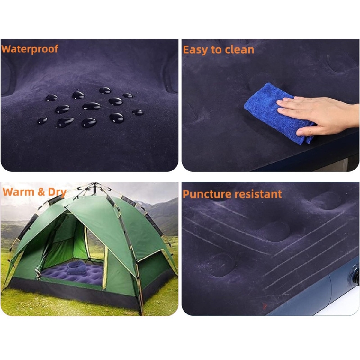 Φουσκωτό Στρώμα Ύπνου Με Ενισχυμένη Στήριξη & Βελούδινη Επιφάνεια 191×76×22 JR-5001 - Image 2