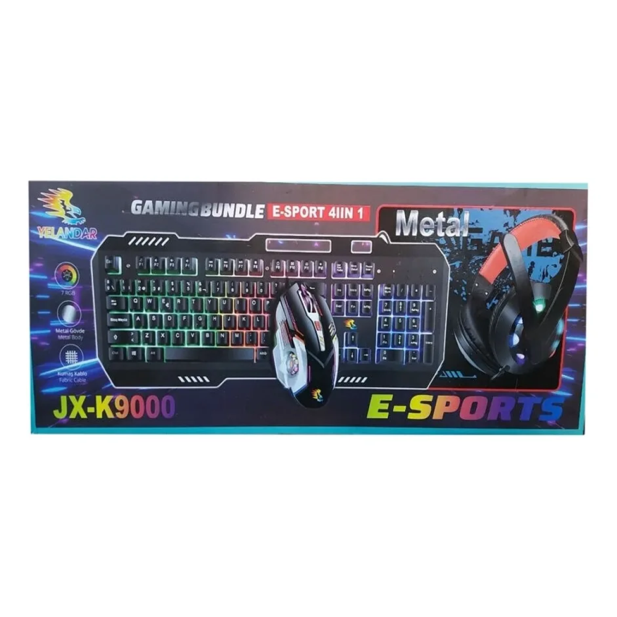 Gaming Σετ 4 Σε 1 Πληκτρολόγιο Ποντίκι Ακουστικά Και Mouse Pad RGB JX-K9000 - Image 3