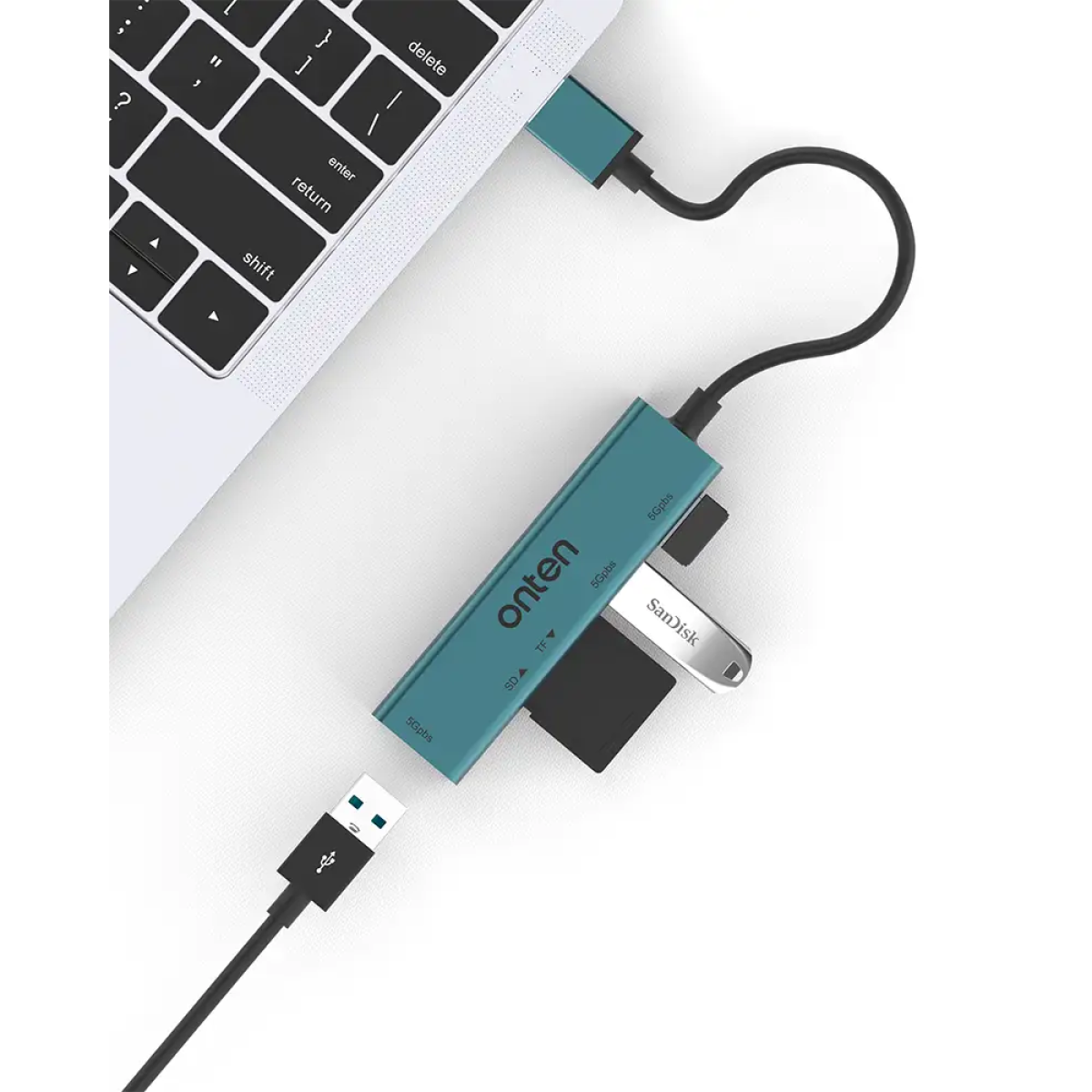 Hub USB 3.0 Με 3 Θύρες USB Και SD/TF Card Reader Onten OTN-5223