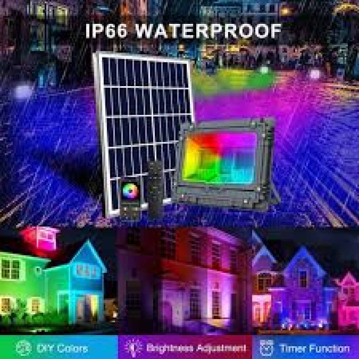 Ηλιακός Προβολέας RGB 800W Αλουμινίου Με Τηλεχειρισμό Και Bluetooth MJ-AW800C - Image 4