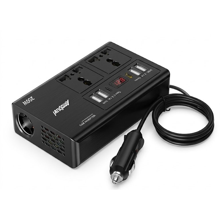 Inverter Αυτοκινήτου 200W Με Πρίζες Και USB Andowl Q-C35