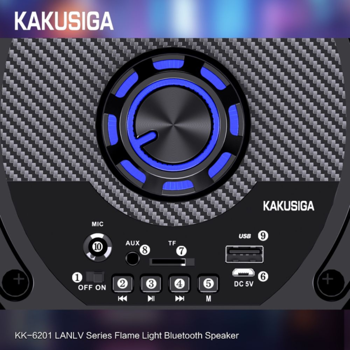 KAKUSIGA KK-6201 Bluetooth Party Speaker με 2x6.5” Ηχεία, RGB Lights & Ενσύρματο Μικρόφωνο Karaoke