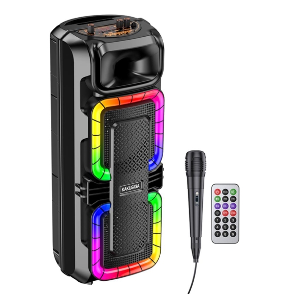 KAKUSIGA KK-8214 Wireless Bluetooth Speaker 30W με 2x8” Ηχεία, Karaoke Μικρόφωνο & LED Φωτισμό