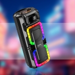 KAKUSIGA KK-8214 Wireless Bluetooth Speaker 30W με 2x8” Ηχεία, Karaoke Μικρόφωνο & LED Φωτισμό