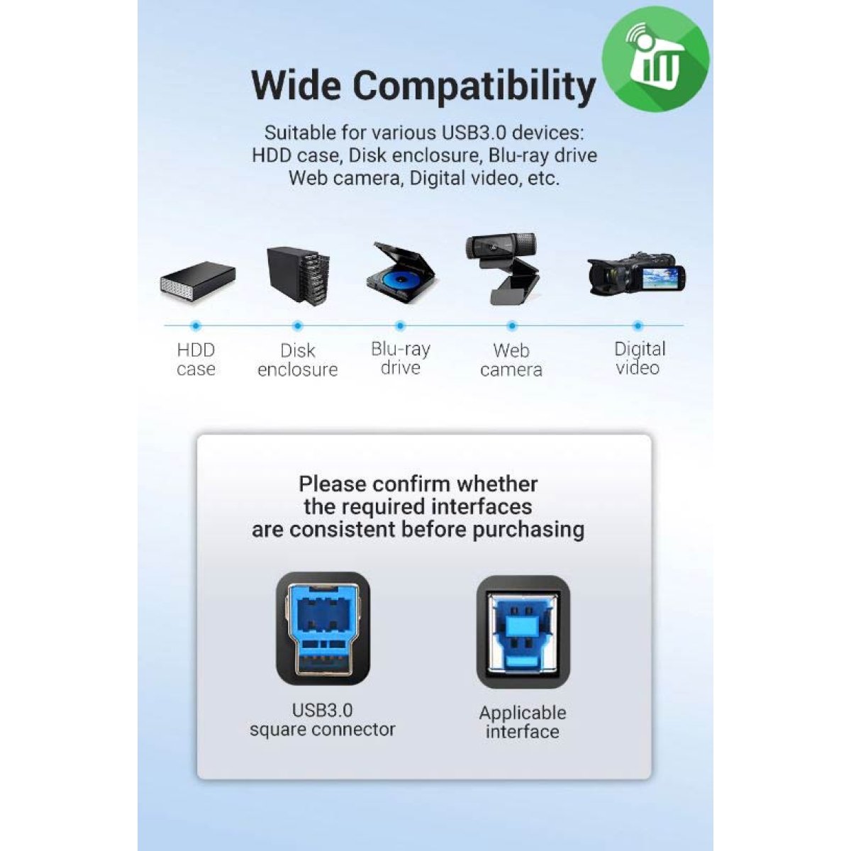 Καλώδιο Εκτυπωτή USB 3.0 A σε USB-B 1.8m OTN-US106 Onten - Image 3