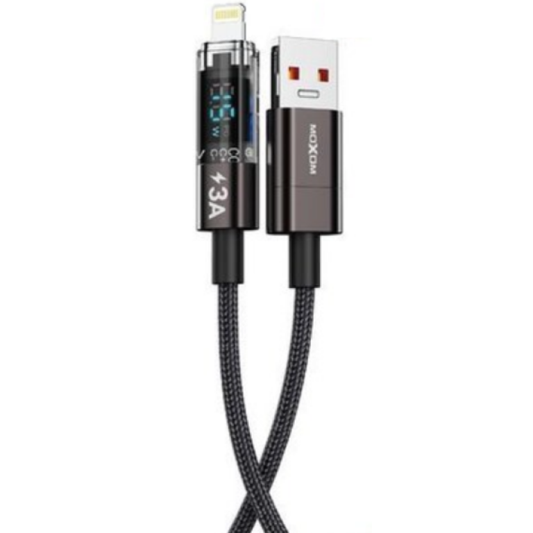 Καλώδιο Φόρτισης USB Σε Lightning Με Οθόνη LCD Και Auto Power-Off 3A 1.2m Moxom LX-CB830