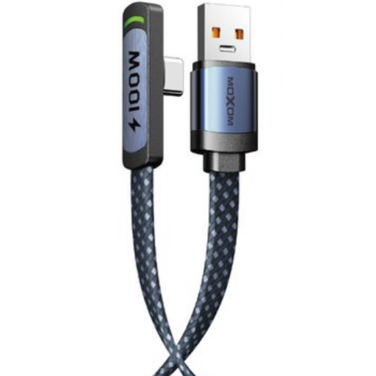 Καλώδιο Φόρτισης USB Σε Type-C 100W 90° LED 1.2m Moxom LX-CB888