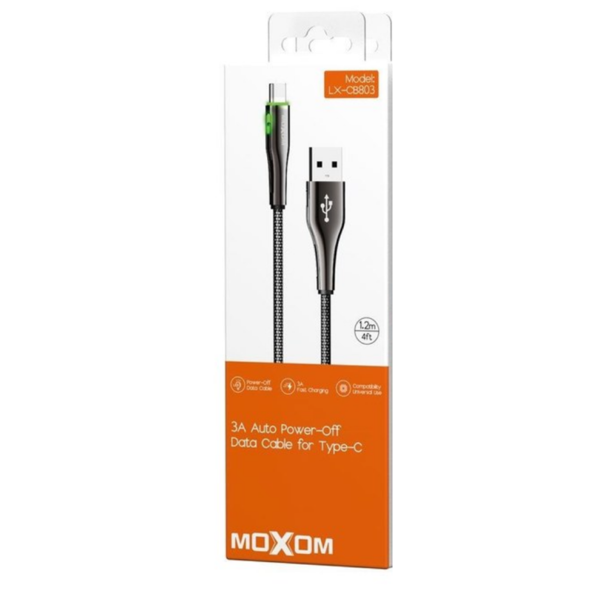 Καλώδιο Φόρτισης USB Σε Type-C Με Auto Power-Off 3A 1.2m Moxom LX-CB803 - Image 2
