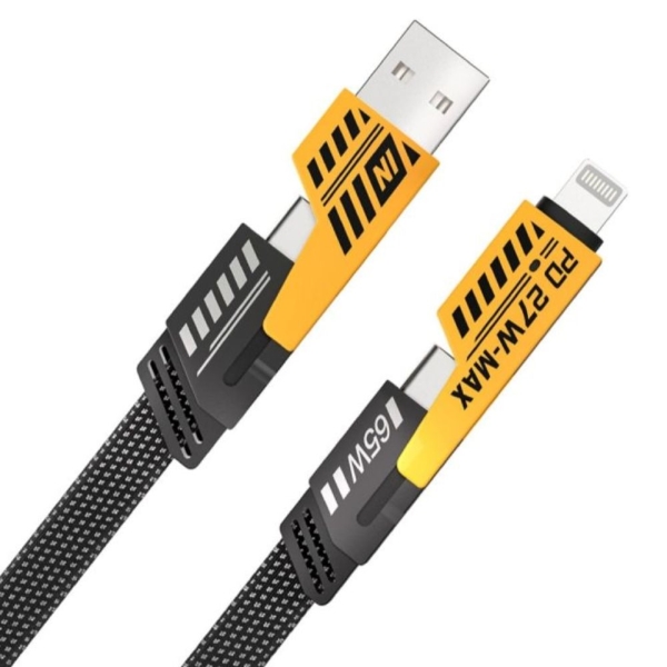 Καλώδιο Γρήγορης Φόρτισης 2-σε-2 USB-A σε Lightning & USB-C σε Type-C 65W / 27W – 1.2m