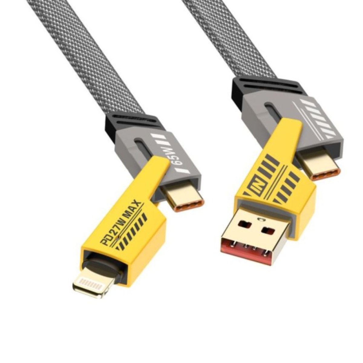 Καλώδιο Γρήγορης Φόρτισης 2-σε-2 USB-A σε Lightning & USB-C σε Type-C 65W / 27W – 1.2m