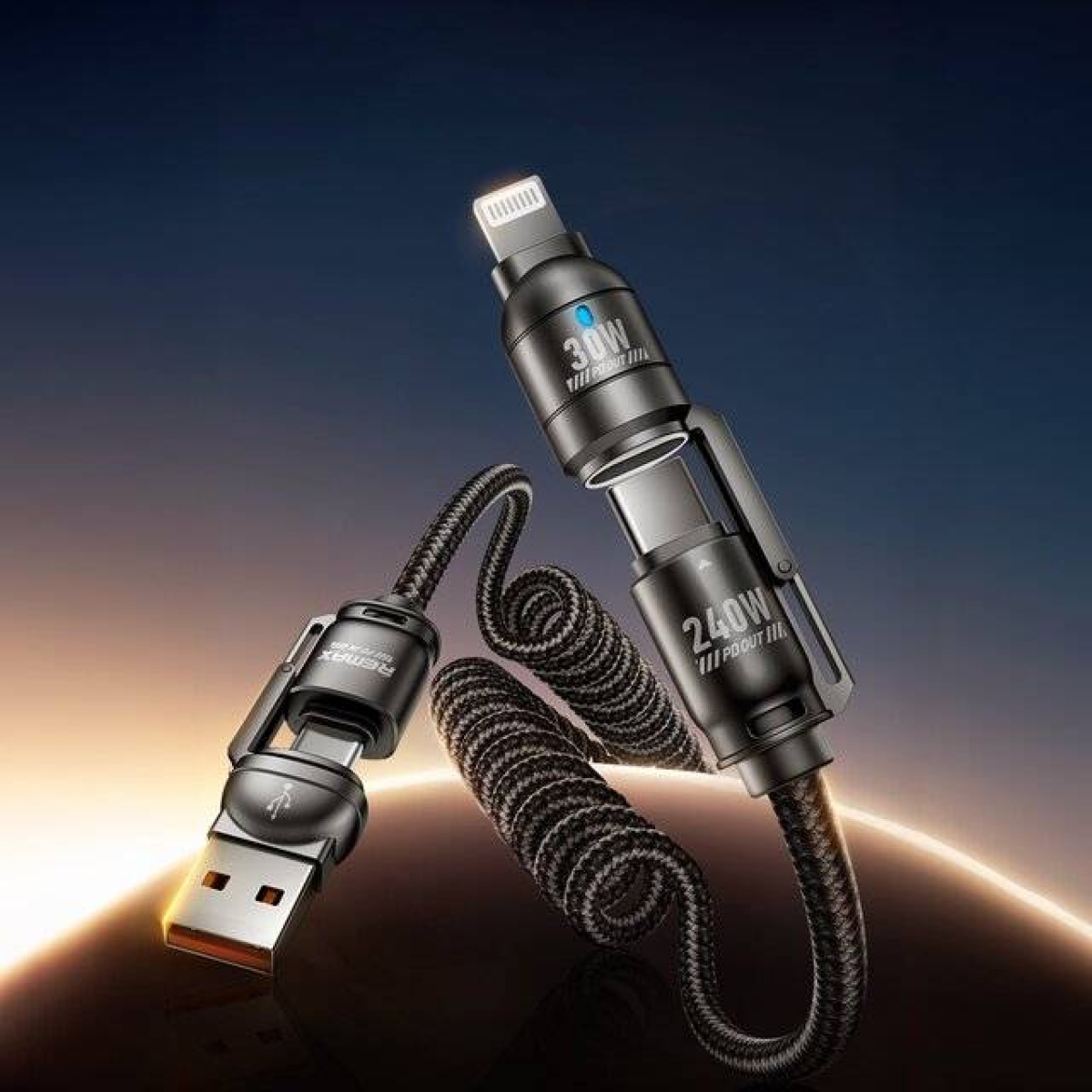 Καλώδιο Γρήγορης Φόρτισης USB-A / USB-C Σε Lightning & Type-C 240W 1.5m Remax CB12 - Image 2