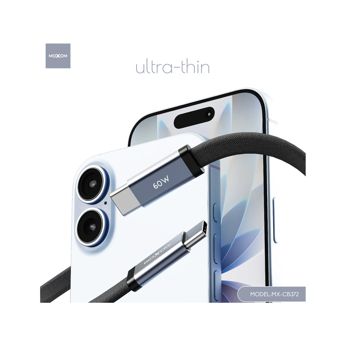 Καλώδιο Γρήγορης Φόρτισης USB-C Σε USB-C 60W 1m Moxom MX-CB372 - Image 5