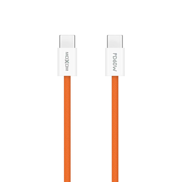 Καλώδιο Γρήγορης Φόρτισης USB-C Σε USB-C 60W 1m Πορτοκαλί Moxom MX-CB369