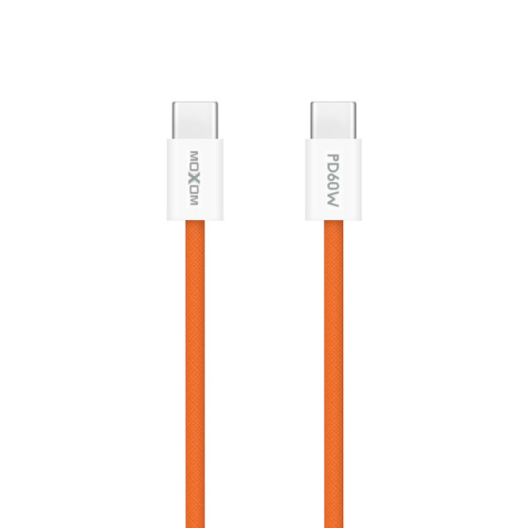 Καλώδιο Γρήγορης Φόρτισης USB-C Σε USB-C 60W 1m Πορτοκαλί Moxom MX-CB369